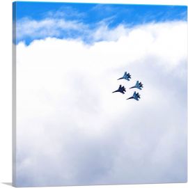Fighter Jet Plane Aircrafts in Formation-1-Panel-18x18x1.5 Thick