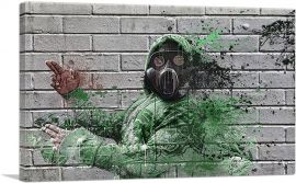 Gas Mask Man on Brick Wall Graffiti-1-Panel-12x8x.75 Thick
