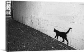 Black Graffiti Cat on White Wall-1-Panel-40x26x1.5 Thick