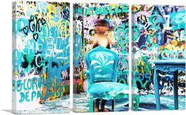 Graffiti Room Glitched Girl-3-Panels-90x60x1.5 Thick