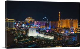 Las Vegas Strip Nevada Party City at Midnight-1-Panel-26x18x1.5 Thick