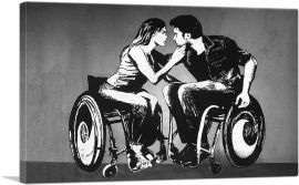 Man and Woman in Wheelchairs About to Kiss Graffiti-1-Panel-18x12x1.5 Thick