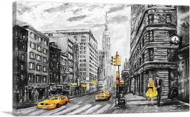 New York City Yellow Dress Cabs NYC-1-Panel-18x12x1.5 Thick