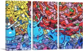 Colorful Robot Graffiti-3-Panels-60x40x1.5 Thick