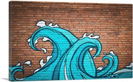Two Waves on Brick Wall Graffiti-1-Panel-40x26x1.5 Thick
