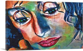 Woman's Face Multicolor Graffiti-1-Panel-18x12x1.5 Thick