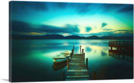 Wooden Pier Lake Tuscany Italy Green Sunset-1-Panel-40x26x1.5 Thick