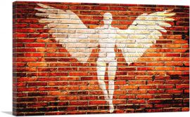 Angel Graffiti on Brick Wall-1-Panel-26x18x1.5 Thick