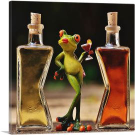 Bottles Frog Cocktail Party Home decor-1-Panel-12x12x1.5 Thick