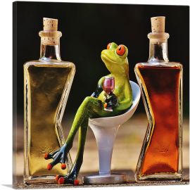 Bottles Frog Home decor-1-Panel-12x12x1.5 Thick