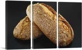Bread Sesame Seeds Bakery decor-3-Panels-90x60x1.5 Thick
