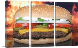 Burger Restaurant decor-3-Panels-60x40x1.5 Thick