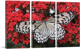 Butterfly On Red Flowers Home decor-3-Panels-90x60x1.5 Thick