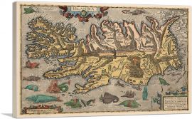 Map of Iceland 1585-1-Panel-26x18x1.5 Thick