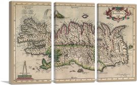 Map of Iceland 1595-3-Panels-90x60x1.5 Thick