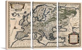 A Semi-Ptolemaic Map of Europe 1618-3-Panels-90x60x1.5 Thick