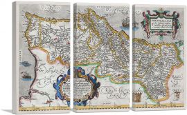 Map of Portugal 1579-3-Panels-90x60x1.5 Thick