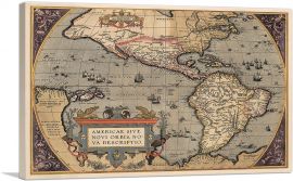 Map of the Americas 1587-1-Panel-18x12x1.5 Thick