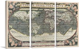 World Map 1588-3-Panels-90x60x1.5 Thick