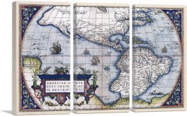 Map of America - New World 1570-3-Panels-90x60x1.5 Thick