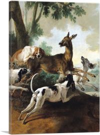 A Deer Chased By Dogs 1725-1-Panel-26x18x1.5 Thick