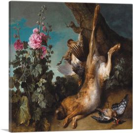 Still Life With a Partridge Hare And Hollyhock 1718-1-Panel-36x36x1.5 Thick