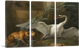 Swan Attacked By a Dog 1745-3-Panels-90x60x1.5 Thick