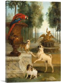 Three Dogs And a Macaw In a Park-1-Panel-40x26x1.5 Thick