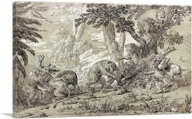 Combat Of Lions And Bears 1753-1-Panel-18x12x1.5 Thick