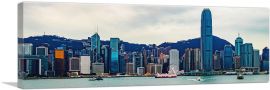 Hong Kong China Skyline Panoramic-1-Panel-36x12x1.5 Thick