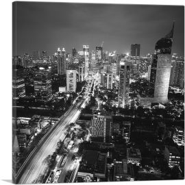 Jakarta Indonesia Black and White Skyline Square