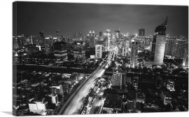 Jakarta Indonesia Black and White Skyline-1-Panel-18x12x1.5 Thick