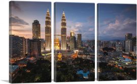 Kuala Lumpur Malaysia Skyline-3-Panels-90x60x1.5 Thick