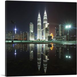 Kuala Lumpur Shining Towers Skyline at Night-1-Panel-26x26x.75 Thick
