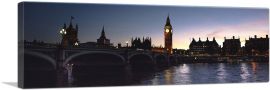 London England Big Ben at Dusk Panoramic-1-Panel-36x12x1.5 Thick
