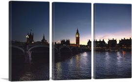 London England Big Ben at Dusk-3-Panels-90x60x1.5 Thick