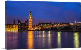 London England Big Ben at Night-1-Panel-18x12x1.5 Thick