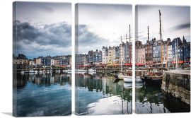 Honfleur, Normandy, France, Boat Port-3-Panels-90x60x1.5 Thick