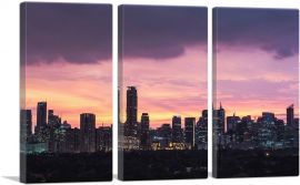 Manila Philippines Skyline Pink Sunset-3-Panels-90x60x1.5 Thick