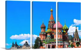 Moscow Russia Colorful Cathedral-3-Panels-90x60x1.5 Thick