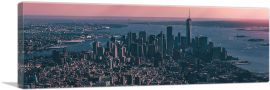 New York Magenta and Blue Skyline Panoramic-1-Panel-36x12x1.5 Thick