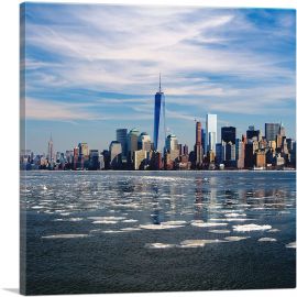 New York Winter Skyline Square-1-Panel-26x26x.75 Thick