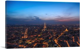 Paris France City in Lights-1-Panel-18x12x1.5 Thick
