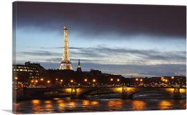 Paris France Eiffel Tower After Sunset-1-Panel-40x26x1.5 Thick