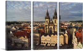 Prague Czech Republic Cathedral-3-Panels-90x60x1.5 Thick