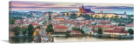 Prague Czech Republic Charles Bridge Panoramic-1-Panel-36x12x1.5 Thick