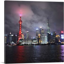 Shanghai China Night View-1-Panel-12x12x1.5 Thick