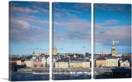 Stockholm Sweden Skyline-3-Panels-90x60x1.5 Thick