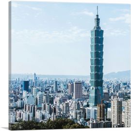 Taipei Taiwan Skyline Square-1-Panel-18x18x1.5 Thick