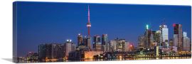 Toronto Canada Skyline Night View Panoramic-1-Panel-36x12x1.5 Thick
